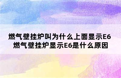 燃气壁挂炉叫为什么上面显示E6 燃气壁挂炉显示E6是什么原因